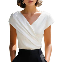 Elegant White T-Shirt With V-Neck Slim Fit And Short Sleeves