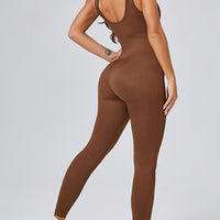 Threaded-knit Tummy-control Butt-lifting Form-fitting Breathable U-neck Bodysuit