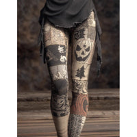 Womens All-Match Fashionable Printed Knitted Leggings