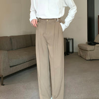 Non-iron Straight Suit Trousers Men Loose Casual