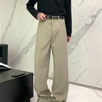 Button Design Feeling Straight Casual Suit Trousers For Men