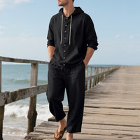 Hooded Long-sleeved Shirt Trousers Casual Suit Men