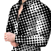 Mens 3D Digital-Print Long-Sleeve Casual Shirt