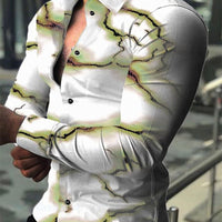 Mens 3D Digital-Print Long-Sleeve Casual Shirt