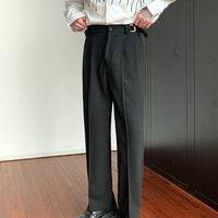 Non-iron Straight Suit Trousers Men Loose Casual