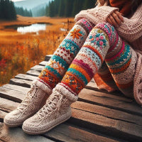 Womens All-Match Fashionable Printed Knitted Leggings