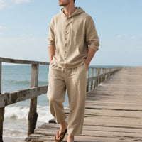 Hooded Long-sleeved Shirt Trousers Casual Suit Men