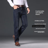 Mens New All-Match Thicker High-End Slim-Fit Straight Jeans