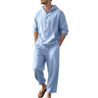 Hooded Long-sleeved Shirt Trousers Casual Suit Men