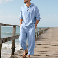 Hooded Long-sleeved Shirt Trousers Casual Suit Men