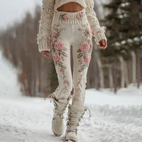 Womens All-Match Fashionable Printed Knitted Leggings
