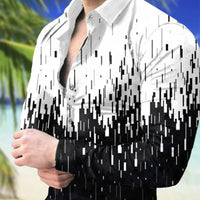 Mens 3D Digital-Print Long-Sleeve Casual Shirt