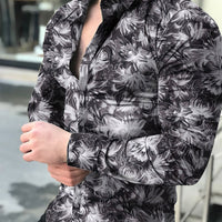 Mens 3D Digital-Print Long-Sleeve Casual Shirt