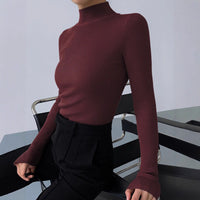 Women’s Knitted Crew-Neck Top – Slim Fit Sweater