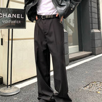 Button Design Feeling Straight Casual Suit Trousers For Men