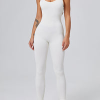 Threaded-knit Tummy-control Butt-lifting Form-fitting Breathable U-neck Bodysuit