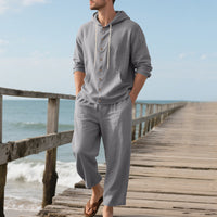 Hooded Long-sleeved Shirt Trousers Casual Suit Men